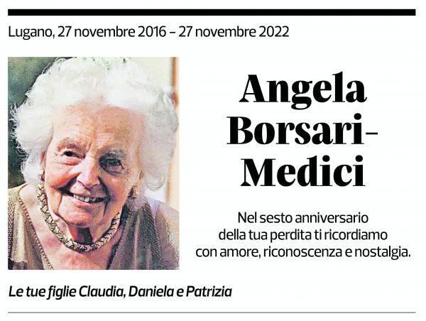 Annuncio funebre Angela Borsari - Medici