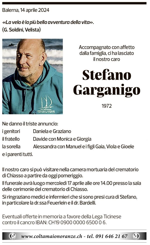 Annuncio funebre Stefano Garganigo