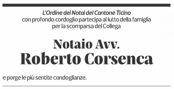 Annuncio funebre Roberto Corsenca