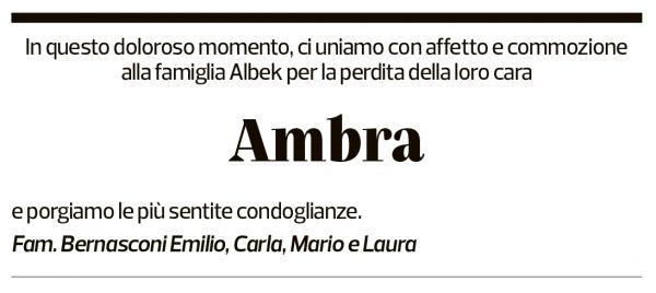 Annuncio funebre Ambra Albek