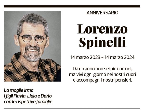 Annuncio funebre Lorenzo Spinelli