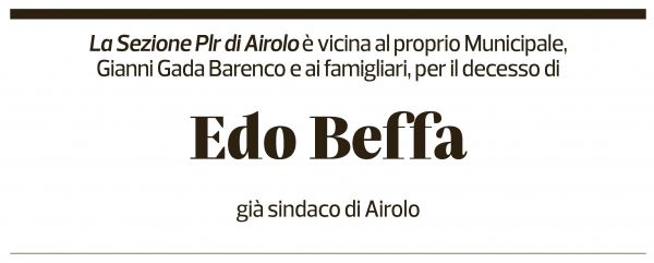 Annuncio funebre Edo Beffa