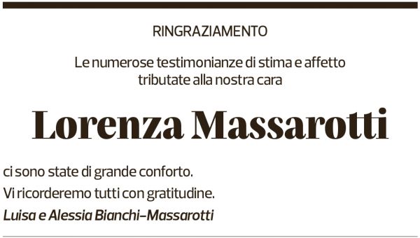 Annuncio funebre Lorenza Massarotti