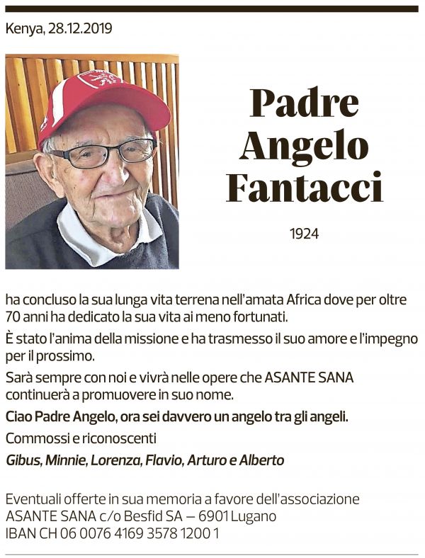 Annuncio funebre Angelo Fantacci