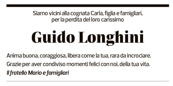 Annuncio funebre Guido Longhini