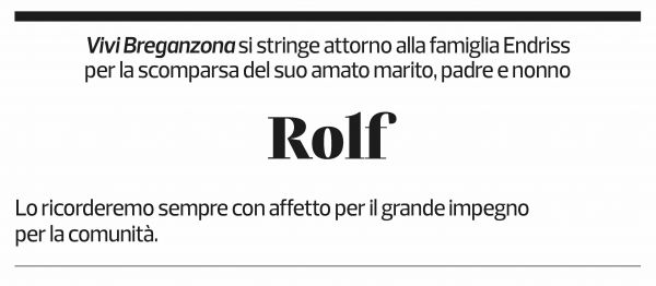 Annuncio funebre Rolf 