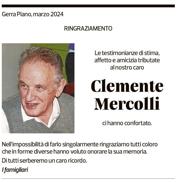 Annuncio funebre Clemente Mercolli