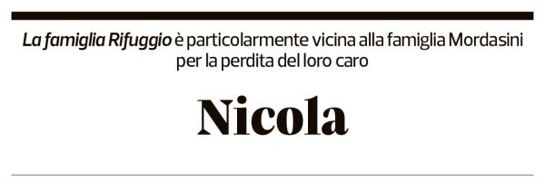 Annuncio funebre Nicola Mordasini