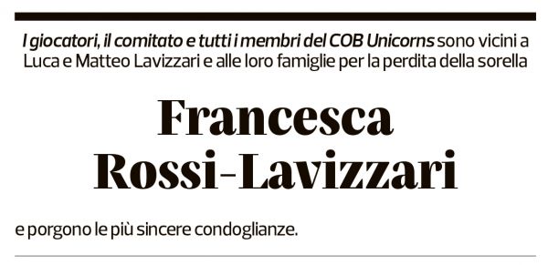 Annuncio funebre Francesca Rossi-lavizzari