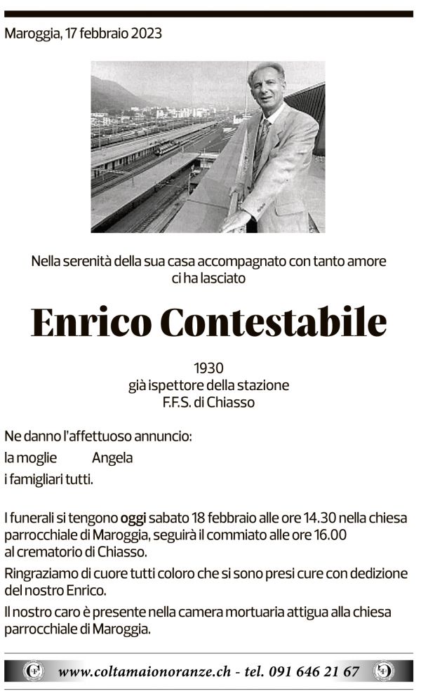 Annuncio funebre Enrico Contestabile