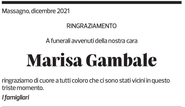 Annuncio funebre Marisa Gambale