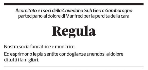 Annuncio funebre Regula Gnosca