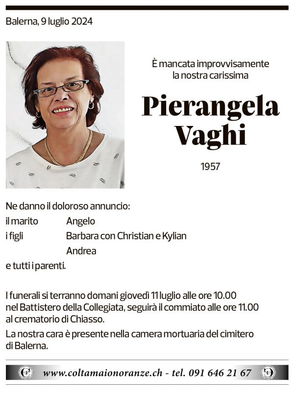 Annuncio funebre Pierangela Vaghi