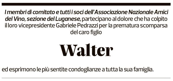 Annuncio funebre Walter Pedrazzi