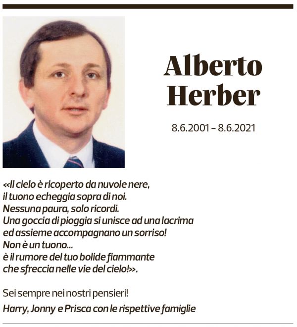 Annuncio funebre Alberto Herber