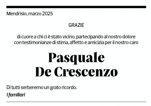 Annuncio funebre Pasquale De Crescenzo