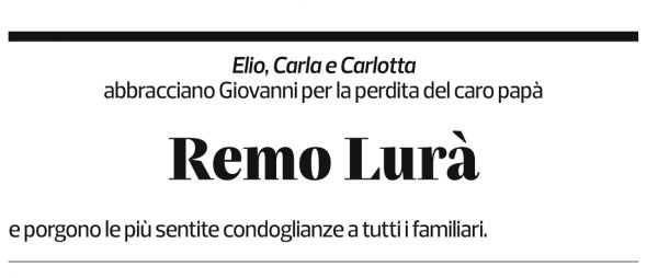 Annuncio funebre Remo Lurà