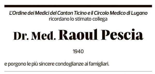 Annuncio funebre Raoul Pescia