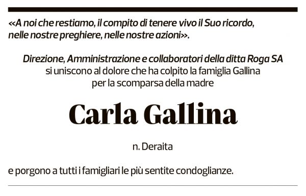 Annuncio funebre Carla Gallina