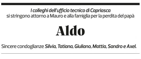 Annuncio funebre Aldo Rusconi