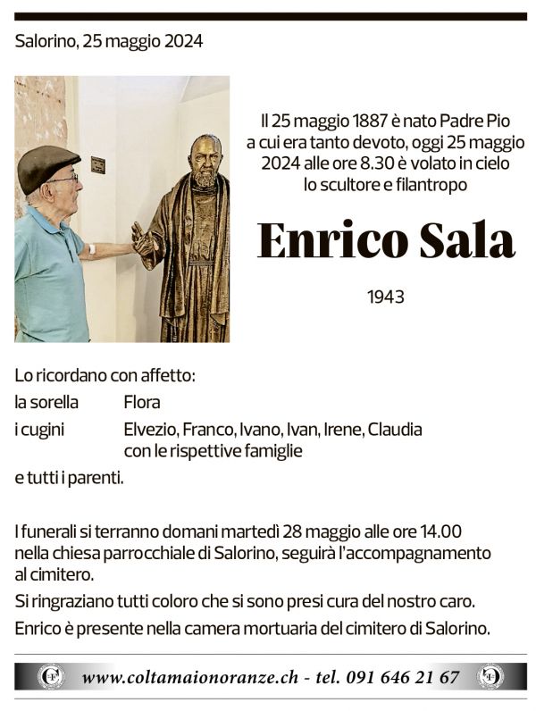 Annuncio funebre Enrico Sala