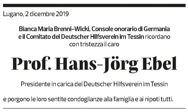 Annuncio funebre Hans-jörg Ebel