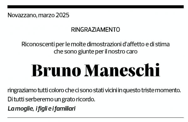 Annuncio funebre Bruno Maneschi