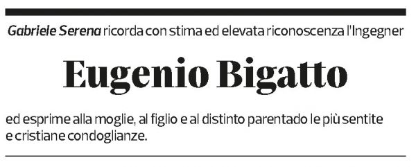 Annuncio funebre Eugenio Bigatto
