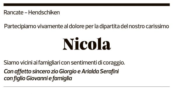 Annuncio funebre Nicola Locatelli