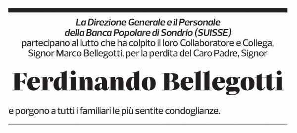 Annuncio funebre Ferdinando Bellegotti