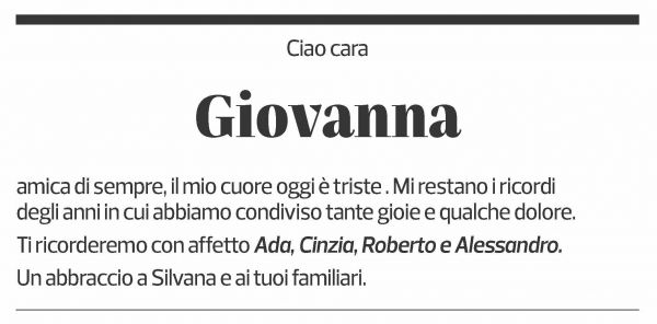 Annuncio funebre Giovanna Mogni Pescia