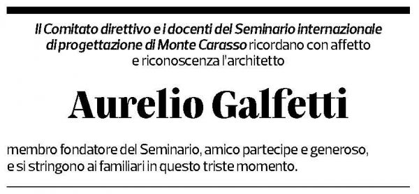 Annuncio funebre Aurelio (lio) Galfetti