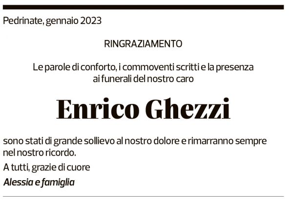 Annuncio funebre Enrico Ghezzi