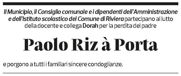 Annuncio funebre Paolo Piz à Porta