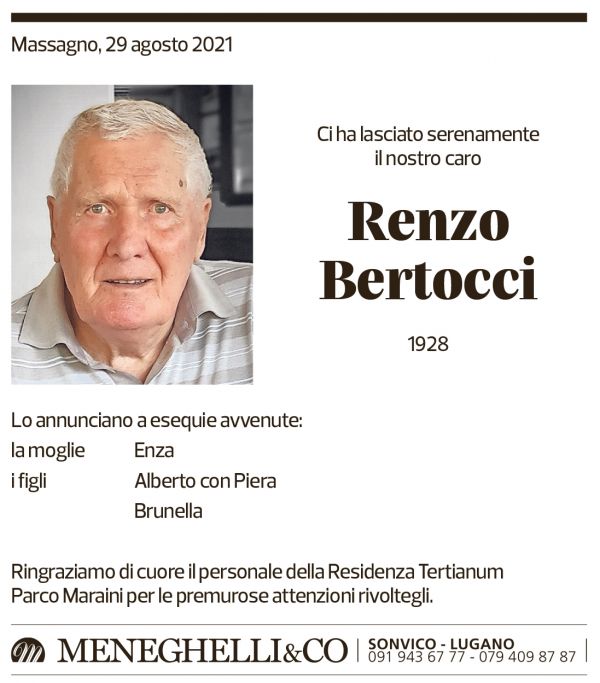 Annuncio funebre Renzo Bertocci