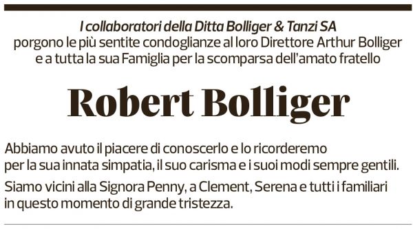 Annuncio funebre Robert W. Bollinger