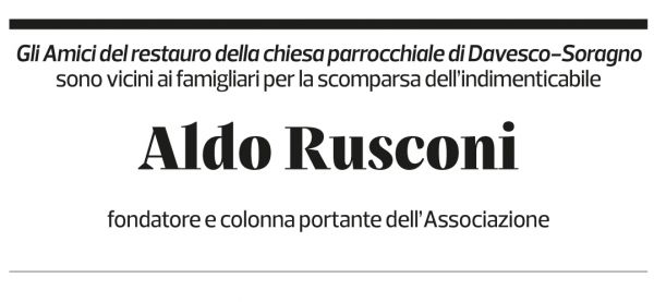 Annuncio funebre Aldo Rusconi
