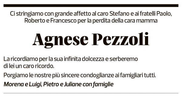 Annuncio funebre Agnese Pezzoli