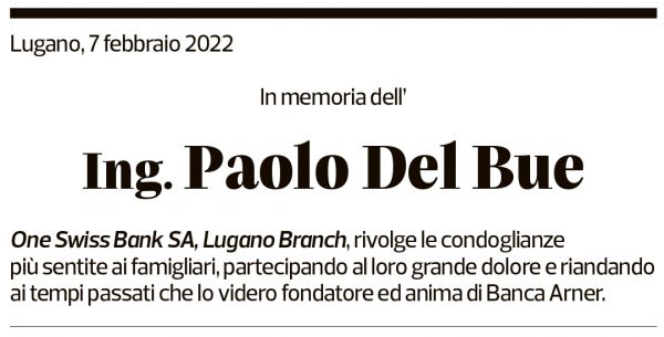 Annuncio funebre Paolo Del Bue