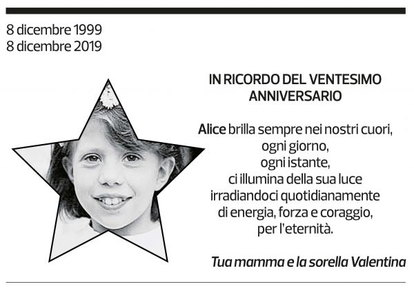 Annuncio funebre Alice 