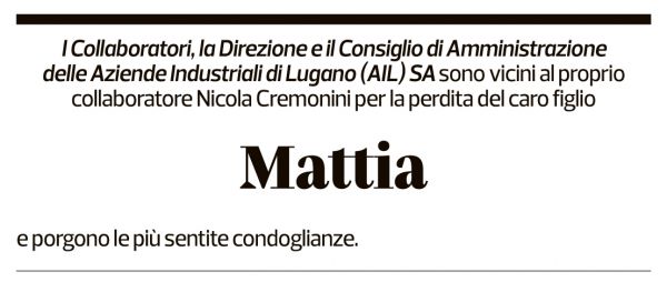 Annuncio funebre Mattia Cremonini