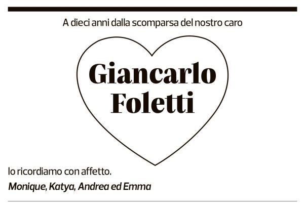 Annuncio funebre Giancarlo Foletti