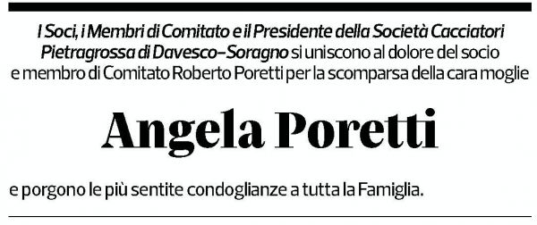 Annuncio funebre Angela Poretti
