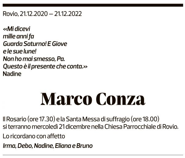 Annuncio funebre Marco Conza