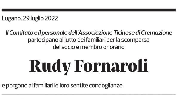 Annuncio funebre Rudy Fornaroli