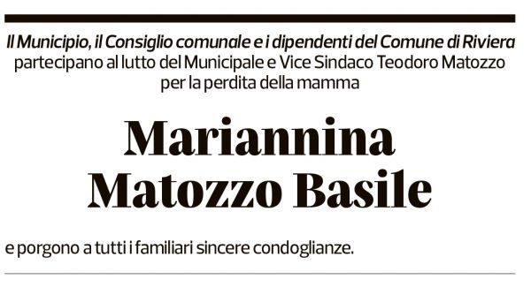 Annuncio funebre Mariannina Matozzo Basile