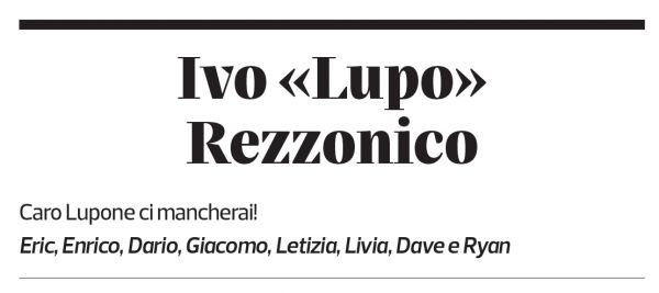 Annuncio funebre Ivo Rezzonico