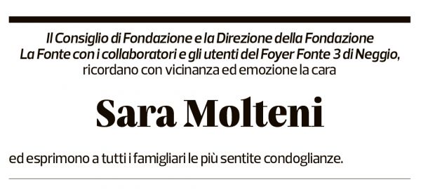 Annuncio funebre Sara Molteni