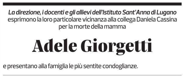 Annuncio funebre Adele Giorgetti