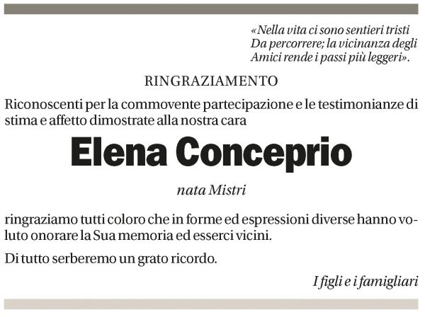 Annuncio funebre Elena Conceprio